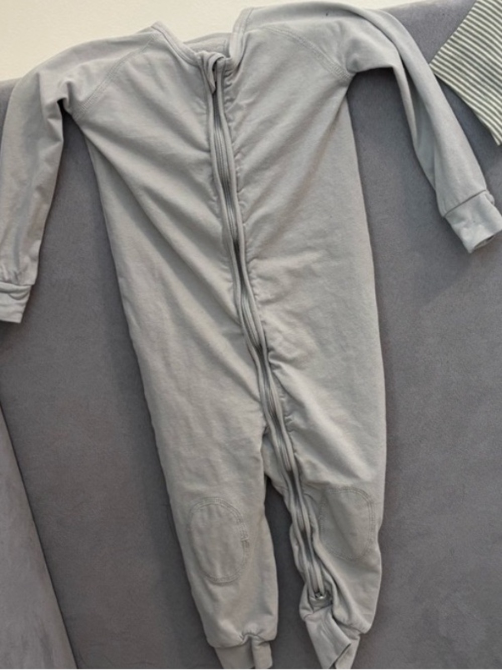 Pehr romper light grey blue color size 12-18 month zip up one piece